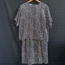 Rodier Vintage Azul Tostado 100% Seda 2 piezas Conjunto Falda y Top Conjunto Francia Talla 3 M 8