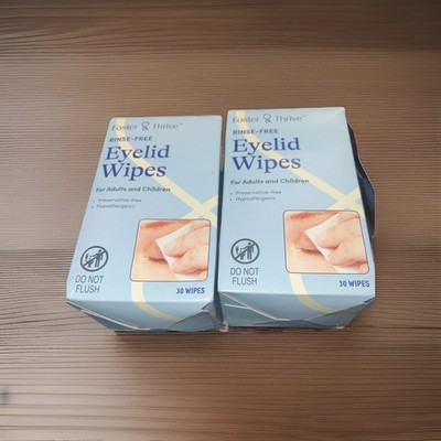 Foster & Thrive Eyelid Wipes (Lid Scrub) 30 Cloths (2 boxes) 60 Total. NIB NEW
