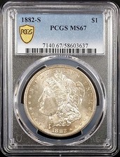 1882 S Morgan Dollar certified MS 67 by PCGS!