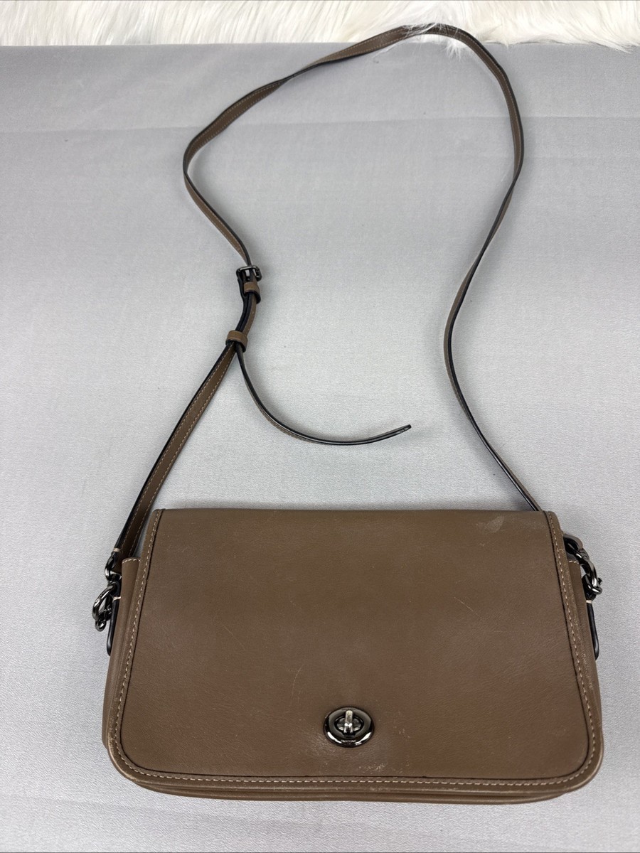Coach Turnlock Crossbody Bag Brown Leather F57325 Women's Shoulder