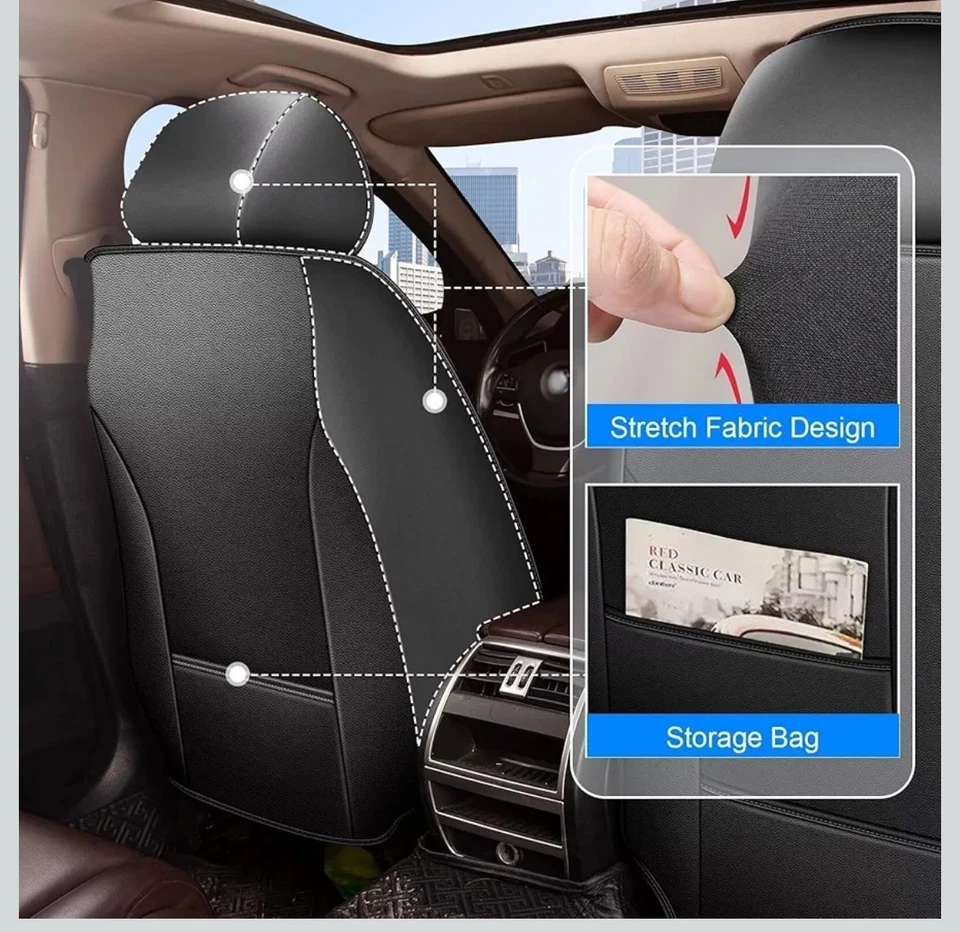 Juego completo de fundas de asiento para Chevrolet/Chevy Malibu 2007-2024 2025 2026 negro/rojo Foto 4 de 4