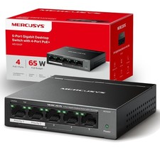 MS105GP 5 Port Gigabit Network Switch Ethernet Switch with 4 Port PoE 65W Total