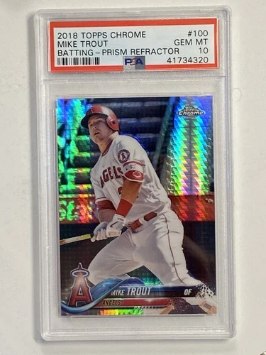 2018 Topps Chrome Mike Trout #100 Prism Refractor Angels PSA 10