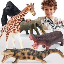 6 Pcs Jumbo Safari Animal Toys Set for Toddlers, Kids 1-5, Learning Playset
