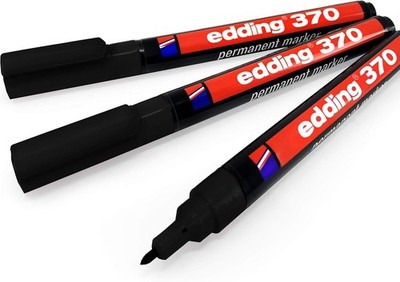 edding 370 Permanentmarker, 1 mm Rundspitze, (Schwarz, 3 Stifte)