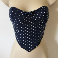Navy Polka Dot Corset Top M