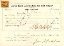 Spuyten Duyvil and Port Morris Rail Road Co. signed by Cornelius Vanderbilt Jr