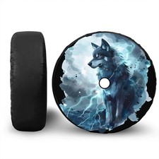 Spare Tire Cover w/ Camera Hole Wolf Design Jeep Wrangler RV SUV 4x4