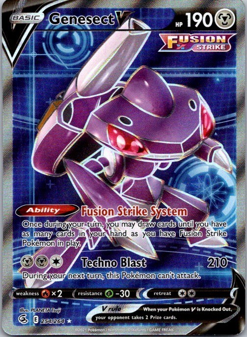 Pokemon Card - Genesect V (Full Art) 254/264 Swsh08: Fusion Strike Holo