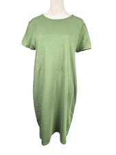 J Crew S Short Sleeve Tee Shirt Dress Green 100% Cotton Casual Shift