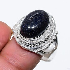 Black Sunstone Gemstone 925 Sterling Silver Jewelry All Size Ring For Gift