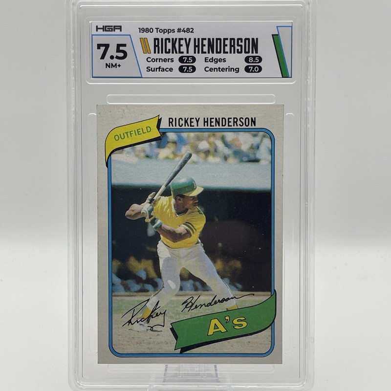 Rickey Henderson 1980 Topps #482 Rookie Card HGA Graded 7.5 NM+ STOLEN BASE KING