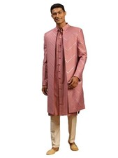 VASTRAMAY Mirror Work Front Open Sherwani Set with Pant Style Pyjama for Men ...