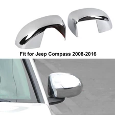 2️⃣Car Chrome Side Rearview Mirror Cover Cap Shell Trim For Jeep Compass 2008-16