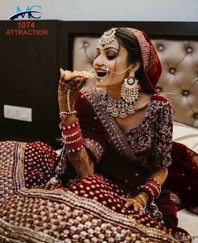 Maroon Lehenga Chunri Indian Ethnic 