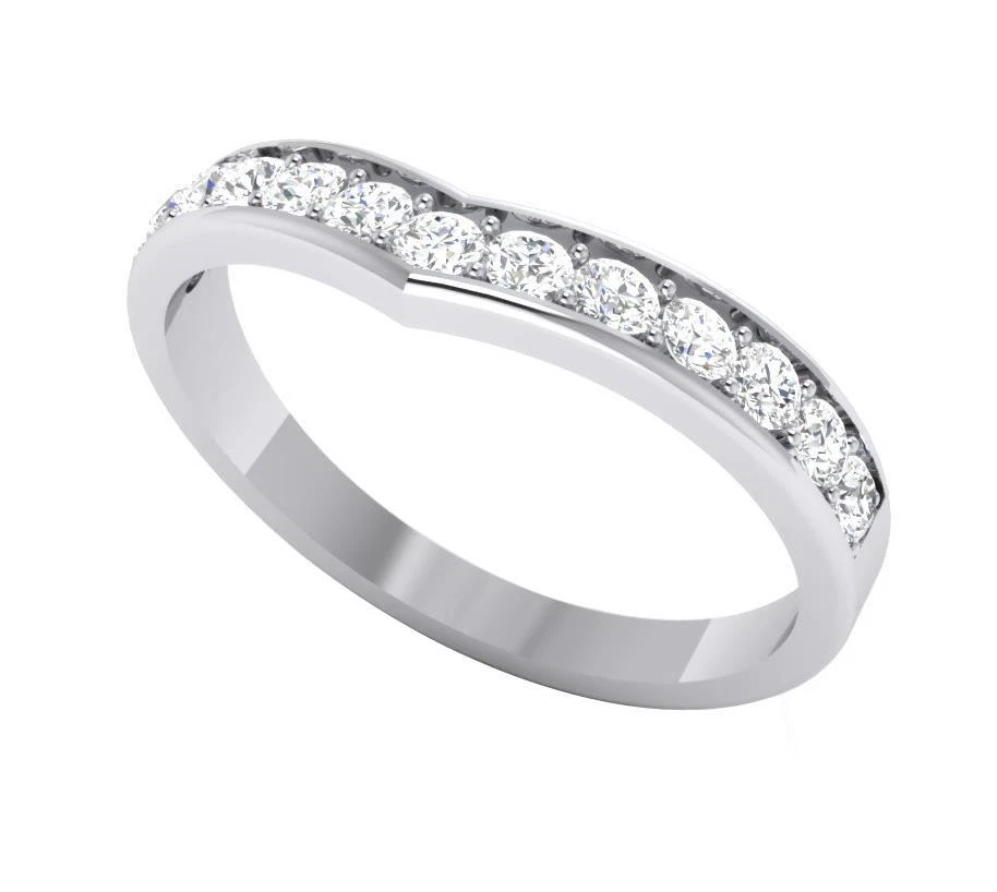 Anillo de boda de compromiso VS1 F 0,50 quilates conjunto de puntas de diamantes naturales de oro blanco de 14 quilates Foto 4 de 4