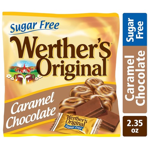 Hard Sugar Free Caramel Chocolate Candy, 2.35 Oz Bags Pack of 12 - Picture 3 of 6