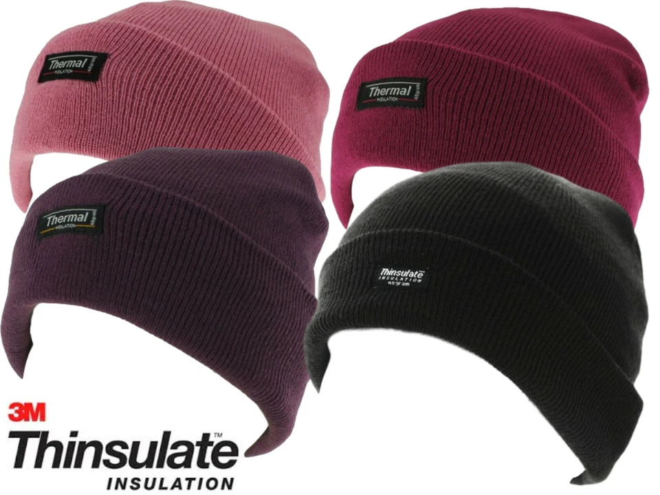 Womens Thinsulate Beanie Hat Thermal Fleece Lined Knitted Winter Warm Ski Cap