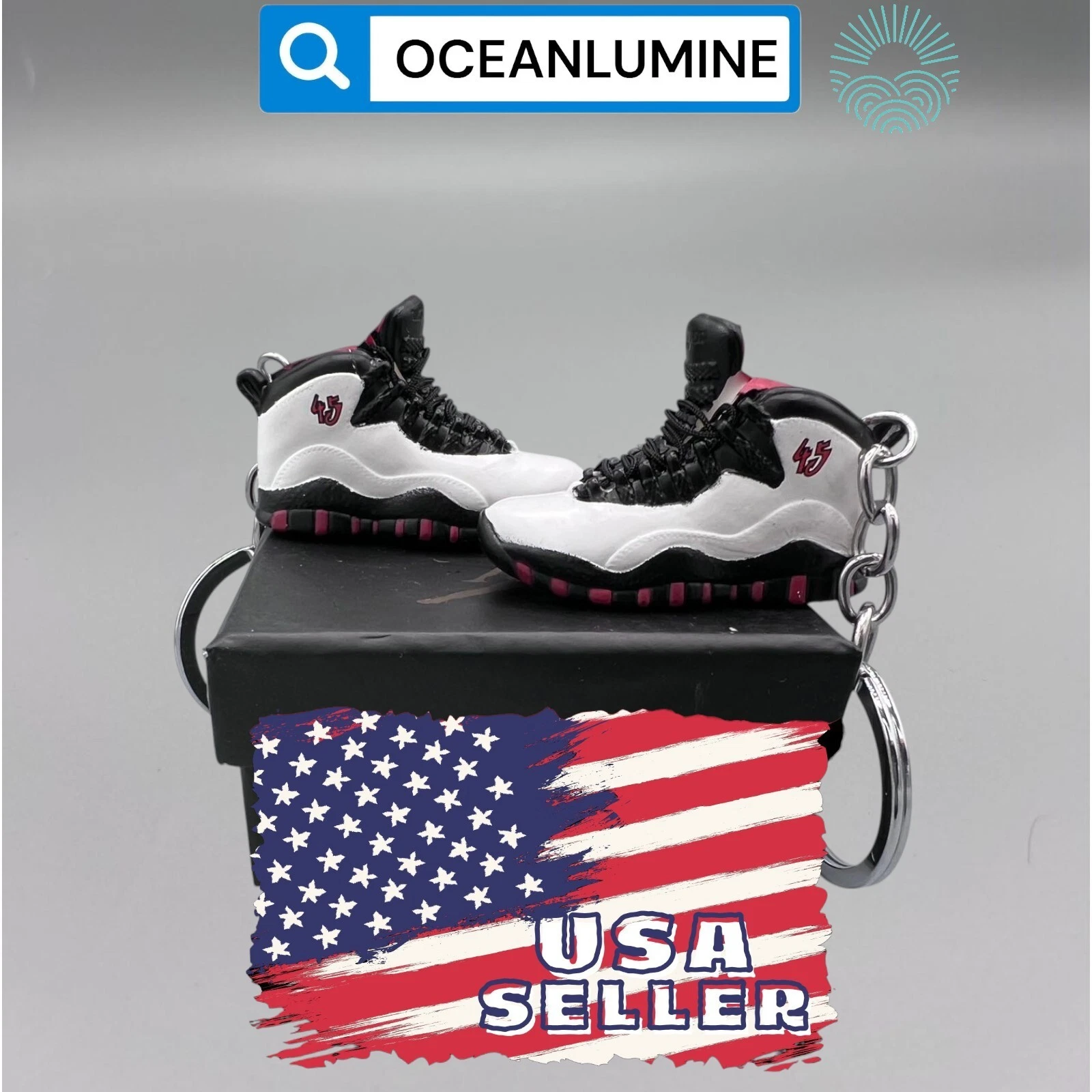 Porte clés Jordan 3D Mini Sneaker de la meilleure qualité, boîte à chaussures, boîte d'affichage option