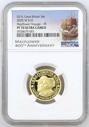 2020 400th Anniversary of the Mayflower Voyage US & UK Gold Set