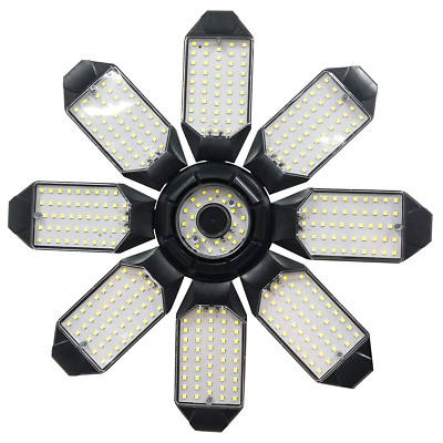 8 Panels LED Garage Light Deformable Ceiling Lamp For Workshop Warehouse Lamps