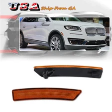 2X OE-Style Amber Front Fender Side Marker Reflectors For 19-22 Lincoln Nautilus