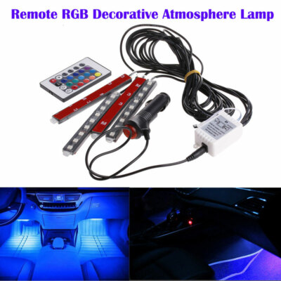 36 LED RGB Under Car Tube Glow Underglow Underbody System Neon Strip Lights Kit