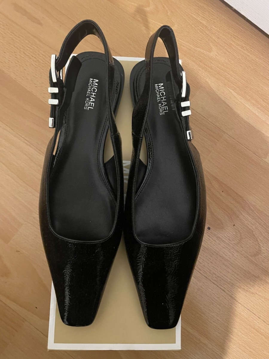 women's michael kors black darrington sling flats size 8.5 new