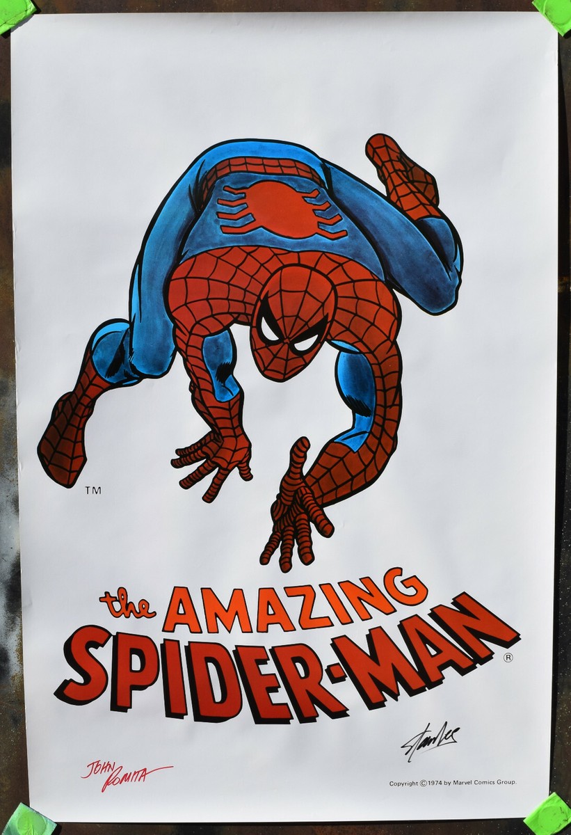 ポスター KITH MARVEL AMAZING SPIDER-MAN POSTER Amazing Spider-Man Poster 1974 23 x 35 Signed Stan Lee John