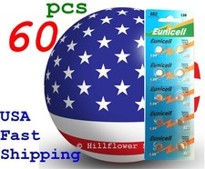 60 pcs AG2 LR59 LR726 G2 396A 397 196 Card 1.5V 0 Hg Alkaline Battery