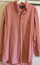 Ralph Lauren Yarmouth 100 Cotton Long Sleeve Sz 17 1/2 34-35 Red White Stripe
