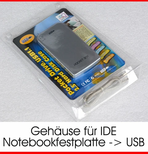 USB EXTERN HDD CASE + CABLE ADAPTER VON IDE 44-PIN PATA HDD FESTPLATTE -> USB
