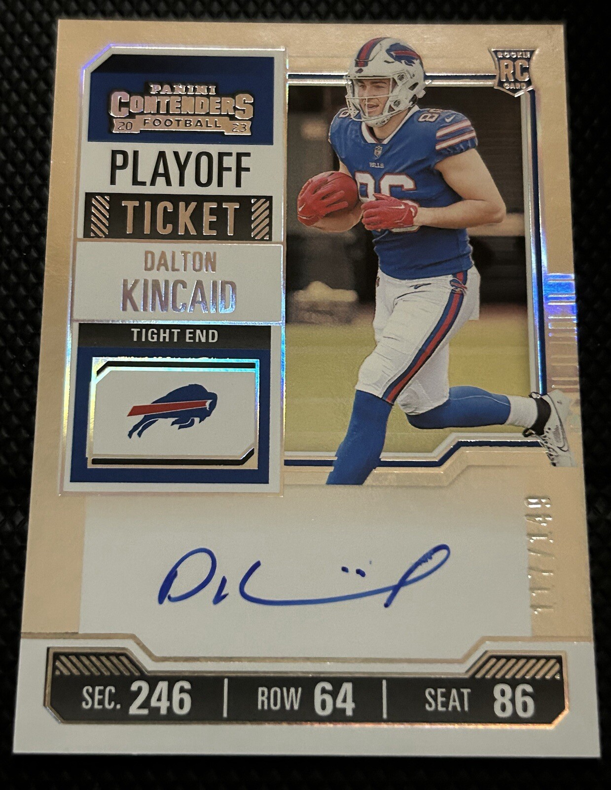 2023 Contenders Playoff Ticket #107 Dalton Kincaid Auto Rookie RC #/149 - Bills