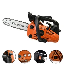 25.4cc Gas Top Handle Chainsaw with 12'' Bar Chain 2-Stroke Engine Cut Tree Wood