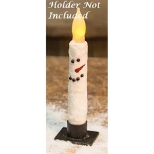 NEW Farmhouse Snowman FACE TIMER Taper Candle TEXTURED White 6.5"H Christmas