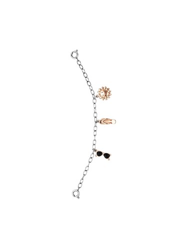 Julie Julsen Collana Porta Orologio In Acciaio Inox Con Ciondoli Occhiali Da Sole, Infradito E Sole - Argento E Oro Rosa