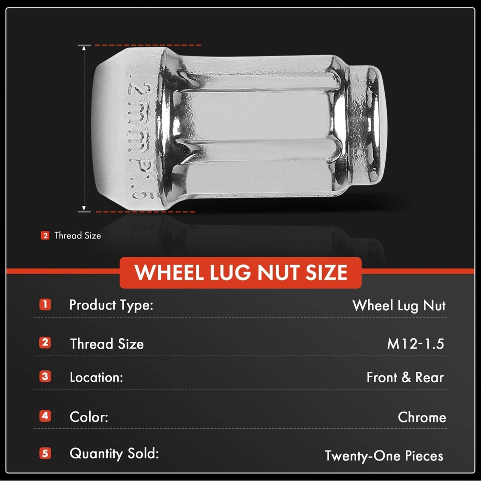 21 peças M12-1.5 porca de roda dianteira e traseira para Honda CR-V Civic Accord Hyundai - Imagem 2 de 4