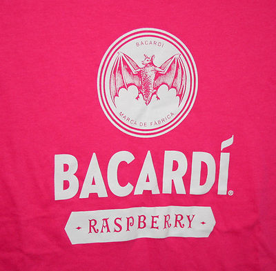 Bacardi Raspberry Rum Pink Cotton Blend Womens Bat T-Shirt New Size Medium