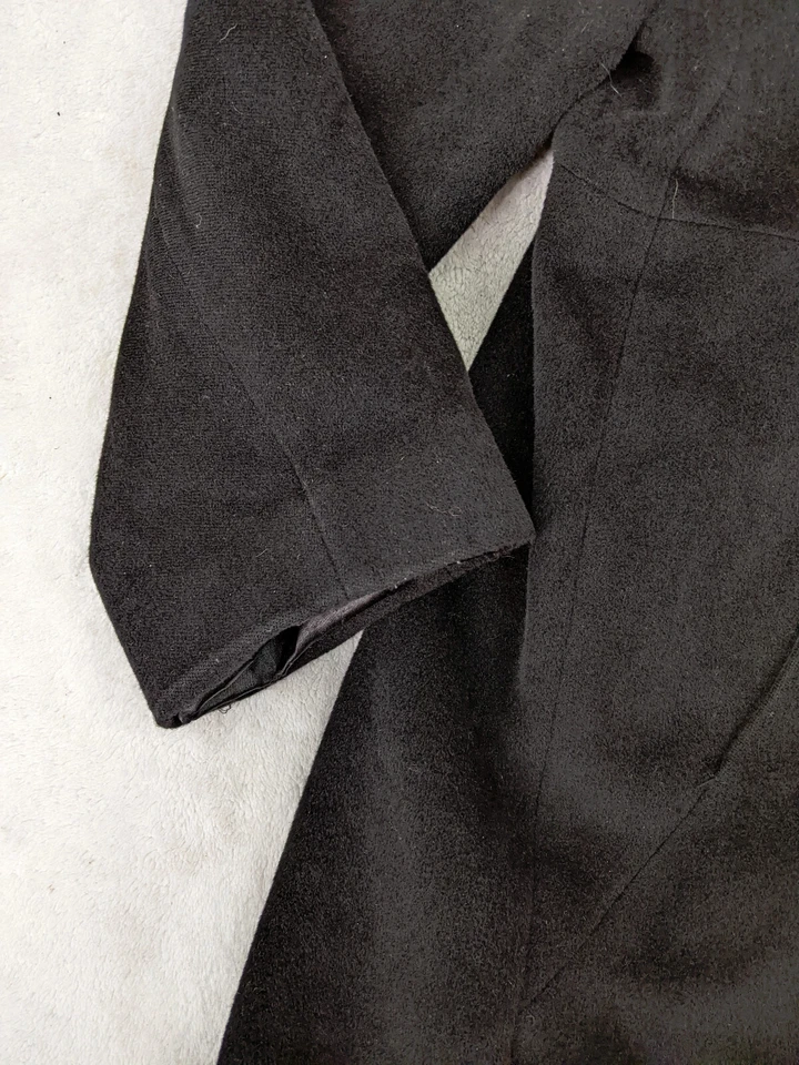 Abrigo Marshall Fields Mujer 14 Negro 50% Angora 40% Lana Melton Formal Botón Foto 3 de 4