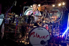 English progressive rock drummer Carl Palmer live on stage with Ca- Old Photo 8