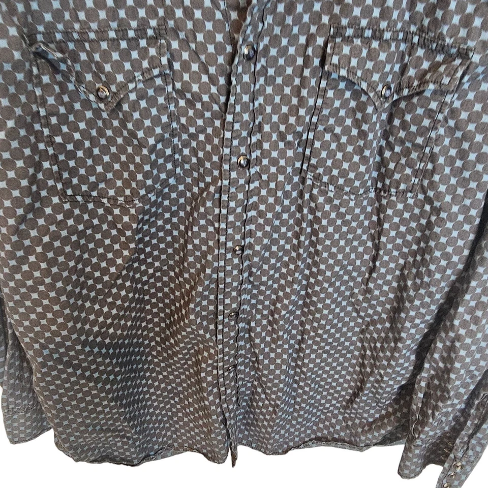 Camisa Lucky Brand Camisa Occidental Hombres XL Azul Gris Perla Camisa a Presión Camisa Informal Foto 3 de 4