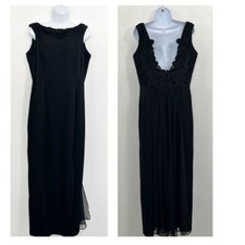 Dave & Johnny Black Open Back Maxi Dress 13/14 ( L ) Elegant Party Dress 90s USA