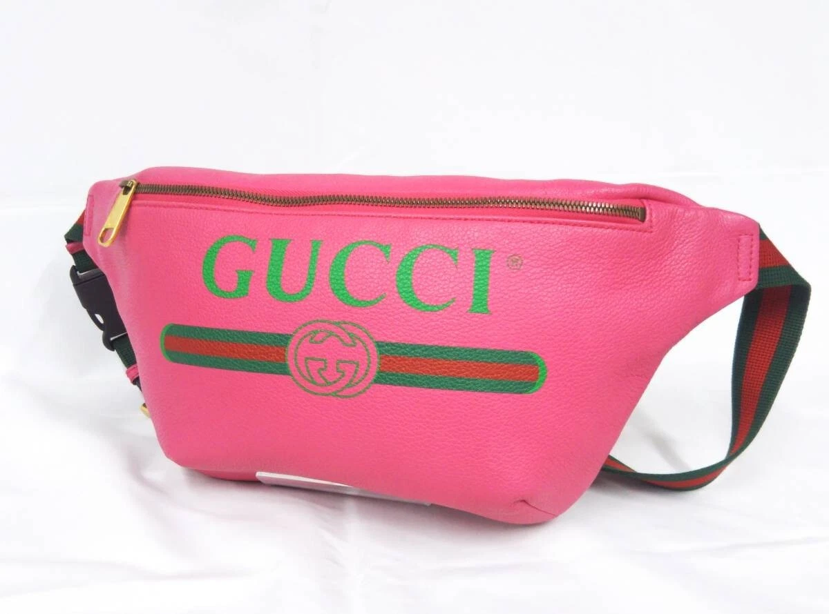 Gucci Print Belt Bag Vintage Logo Small White in Leather with