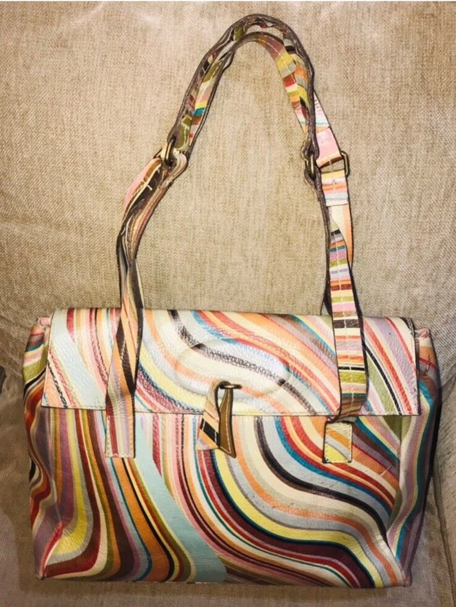 VINTAGE PAUL SMITH MULTICOLORED ICONIC SWIRL HAND-SHOULDER BAG