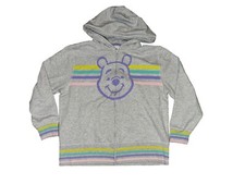 Disney Winnie The Pooh Full Zip Gray Hoodie Sweatshirt Jacket Women  s Large
