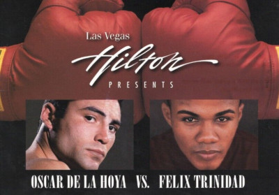1999 Oscar De La Hoya vs Felix Trinidad Las Vegas Hilton postcard VIP only rare