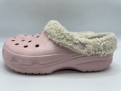 Crocs Comfort Fuzzy Lined Pink Faux Fur Clog Shoes Size C12/13