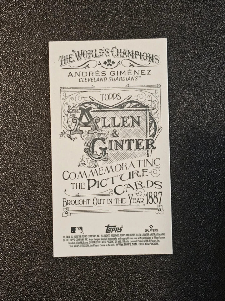 Andres Gimenez 2023 Topps Allen & Ginter Mini No Number SSP / pr: 50 copies made - Image 2 of 2