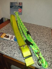 XL Dog Collar w/Leash. Both are Chartreuse Green, High Visibility NEW w/Tags.