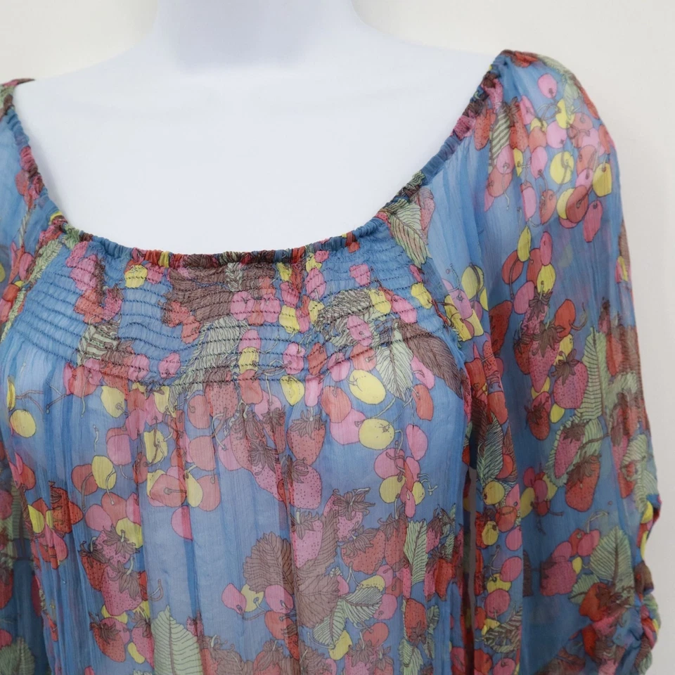 Top Charlotte Ronson de seda transparente para mujer S azul Boho Bloomcore cottagecore twee Foto 4 de 4